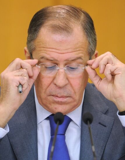 Russian Foreign Minister Sergei Lavrov holds news conference
