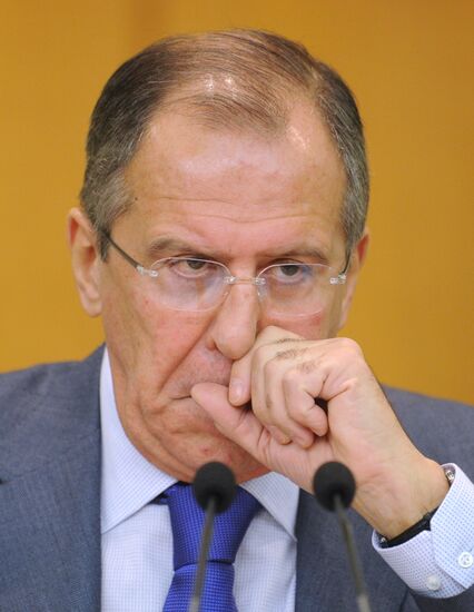 Russian Foreign Minister Sergei Lavrov holds news conference
