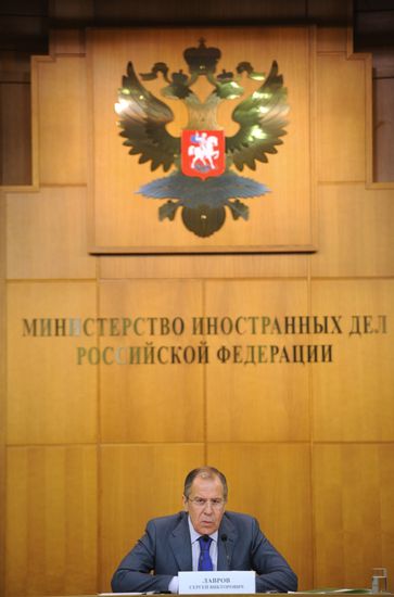 Russian Foreign Minister Sergei Lavrov holds news conference