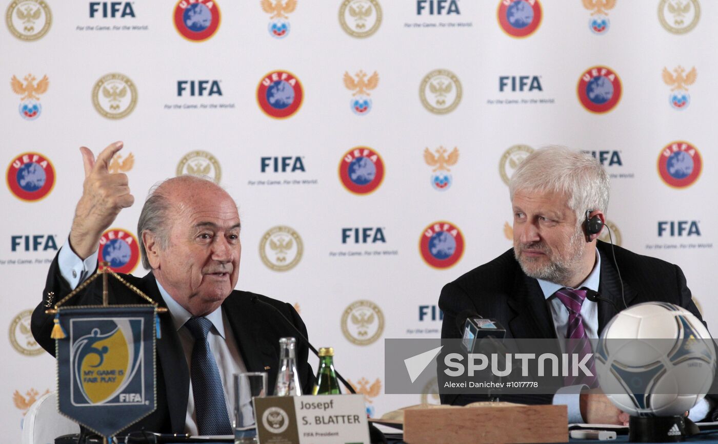 FIFA president Blatter, RFU president Fursenko's news conference