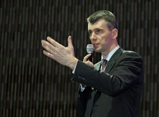 Presidential candidate Mikhail Prokhorov visits Novosibirsk