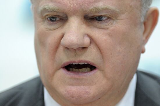 Russian presidential hopeful Gennady Zyuganov's news conference