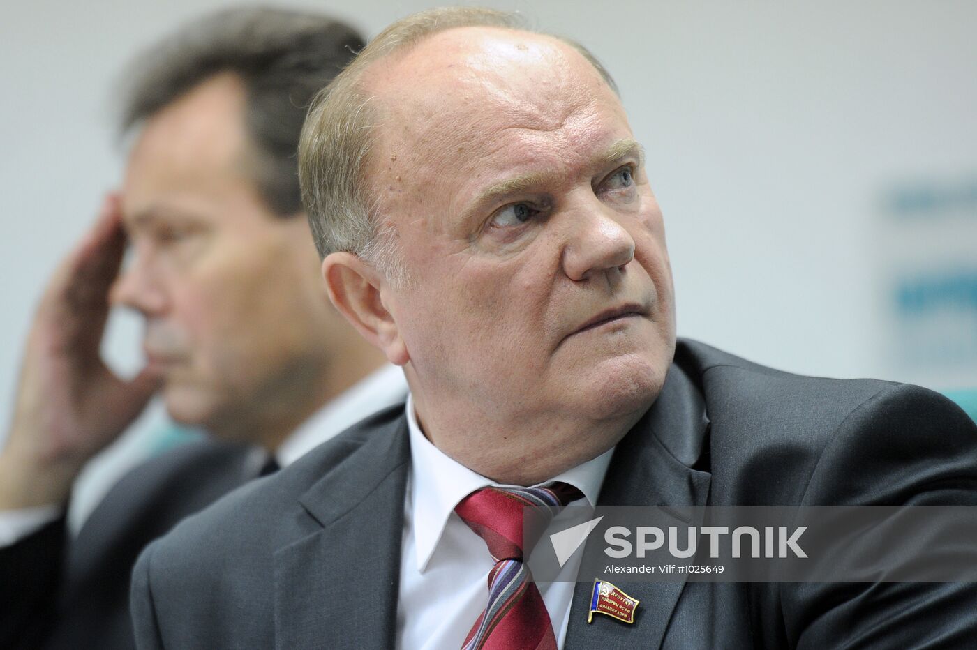 Russian presidential hopeful Gennady Zyuganov's news conference