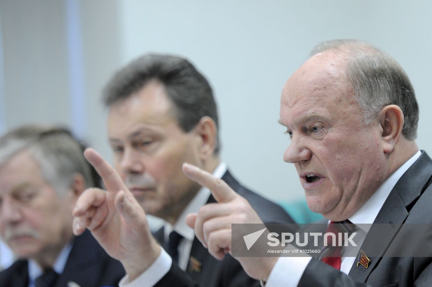 Russian presidential hopeful Gennady Zyuganov's news conference