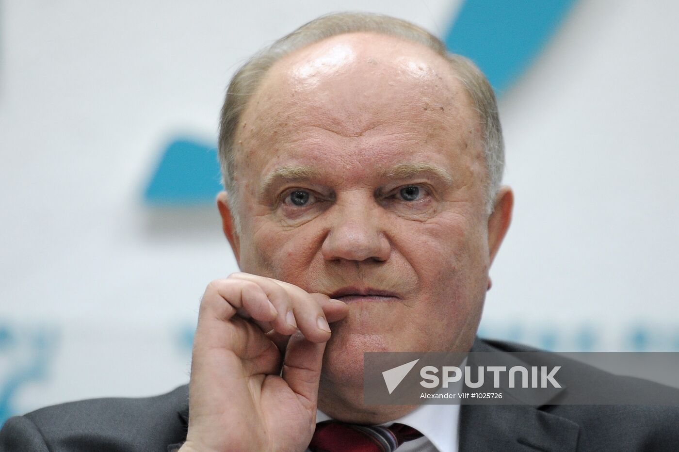 Russian presidential hopeful Gennady Zyuganov's news conference