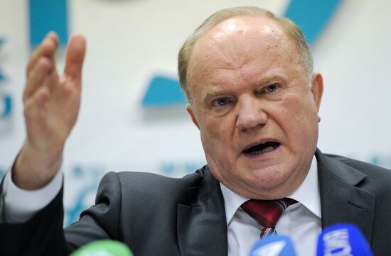 Russian presidential hopeful Gennady Zyuganov's news conference