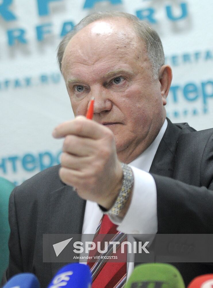 Russian presidential hopeful Gennady Zyuganov's news conference