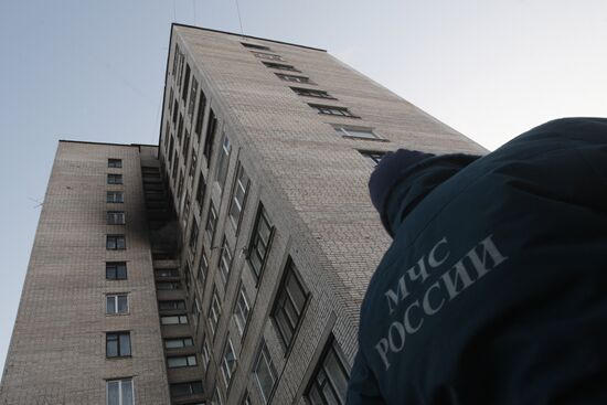 Apartment building on fire in Sestroretsk
