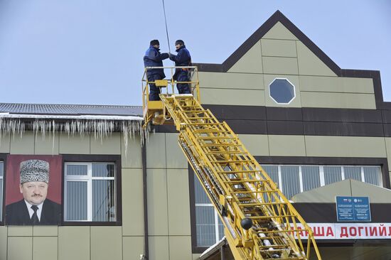 Polling station prepared for Russian presidential election