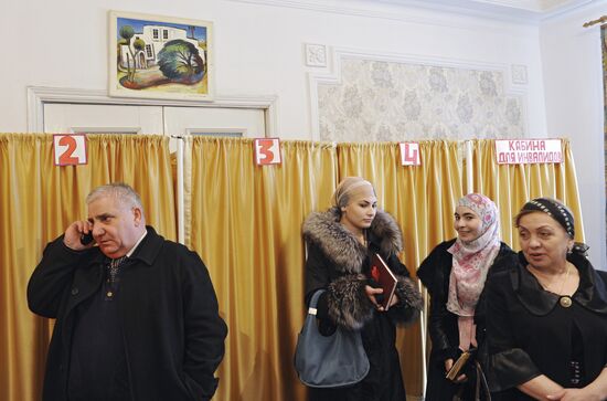 Polling station prepared for Russian presidential election