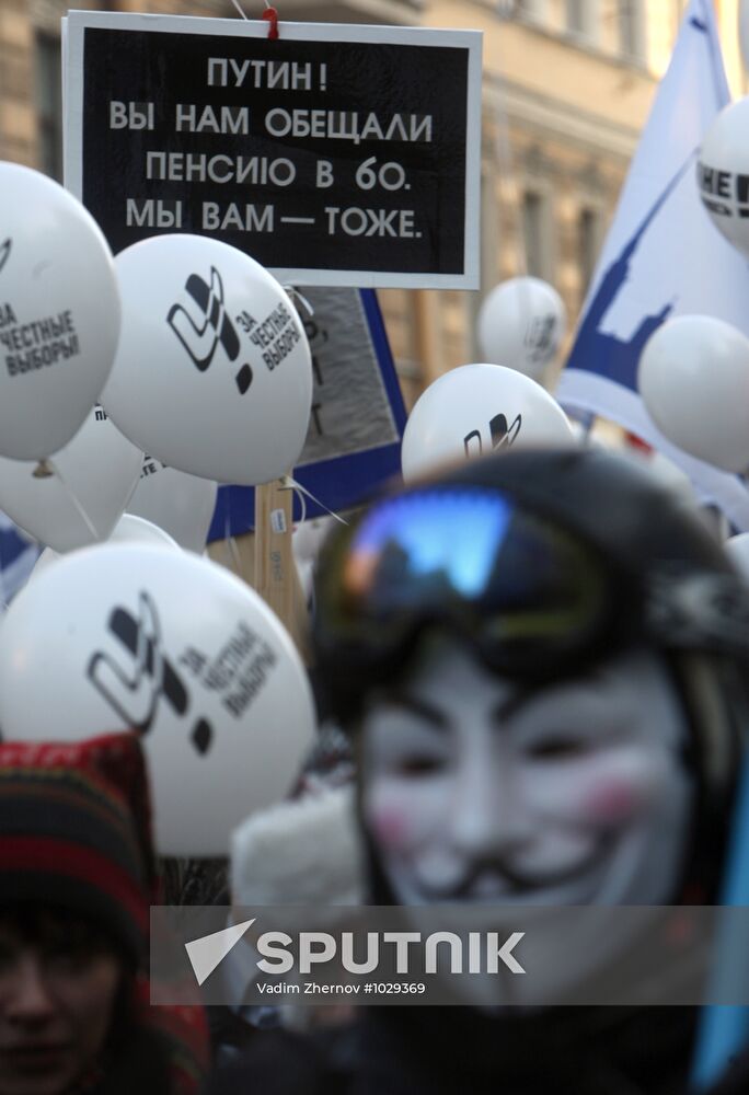 For Fair Elections march and rally in St Petersburg