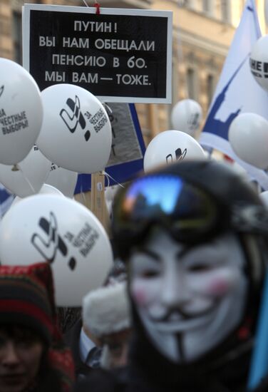 For Fair Elections march and rally in St Petersburg