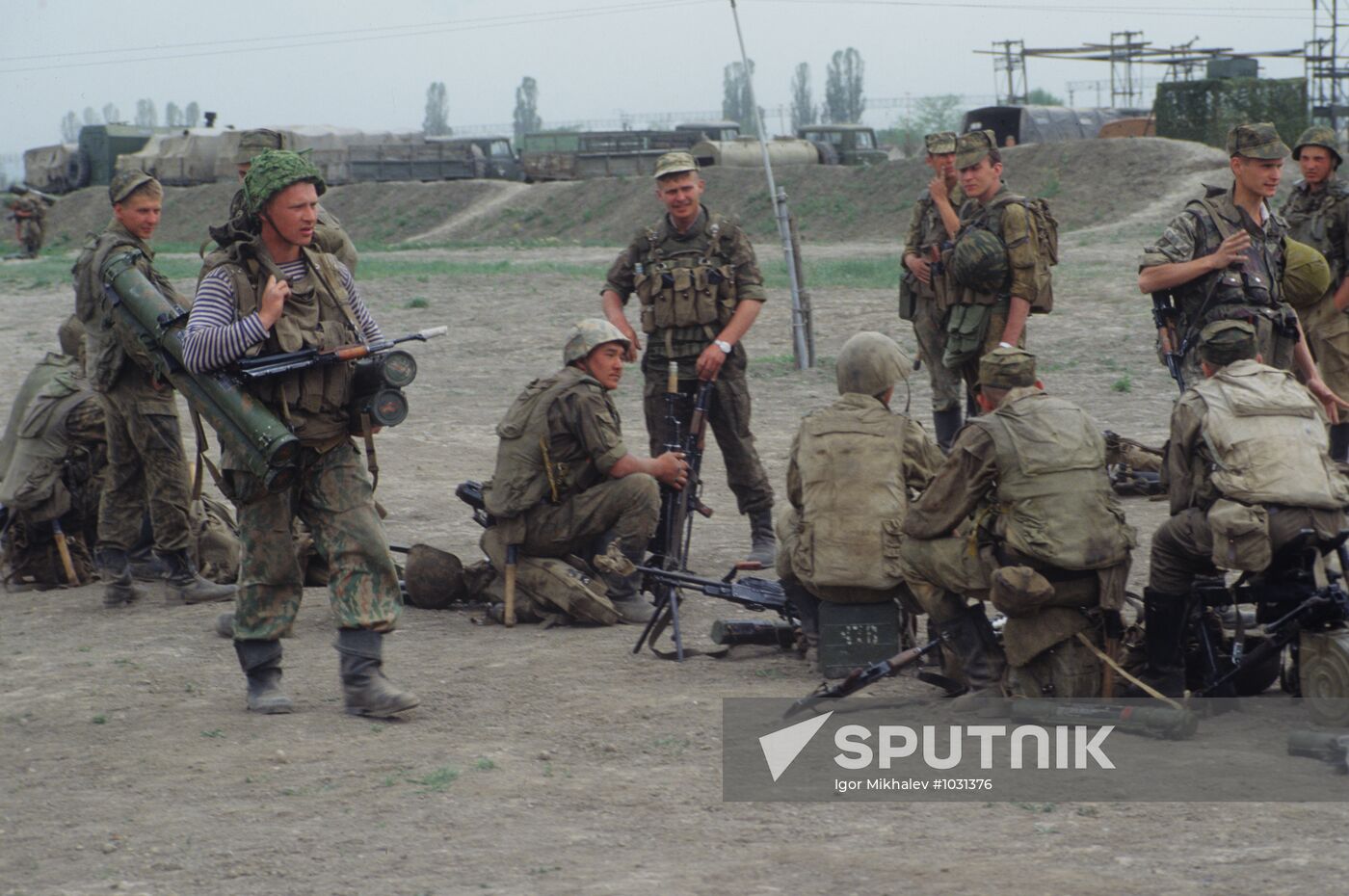 Russian soldiers at Khankala military base