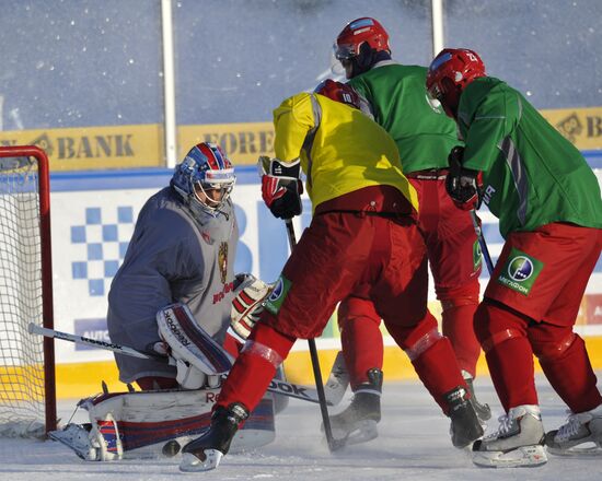 Swedish Hockey Games. Training session of Russian national team