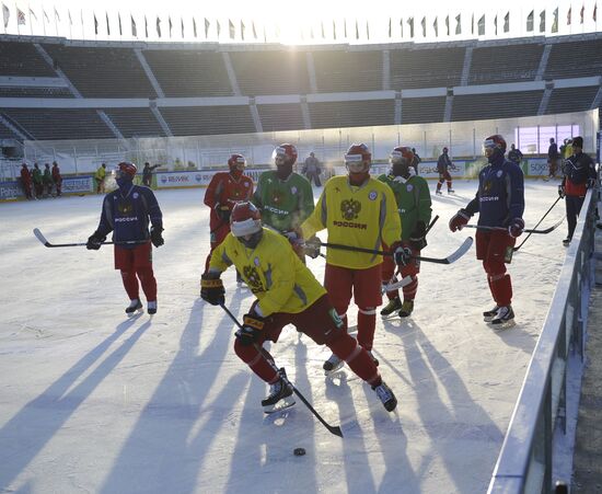 Swedish Hockey Games. Training session of Russian national team