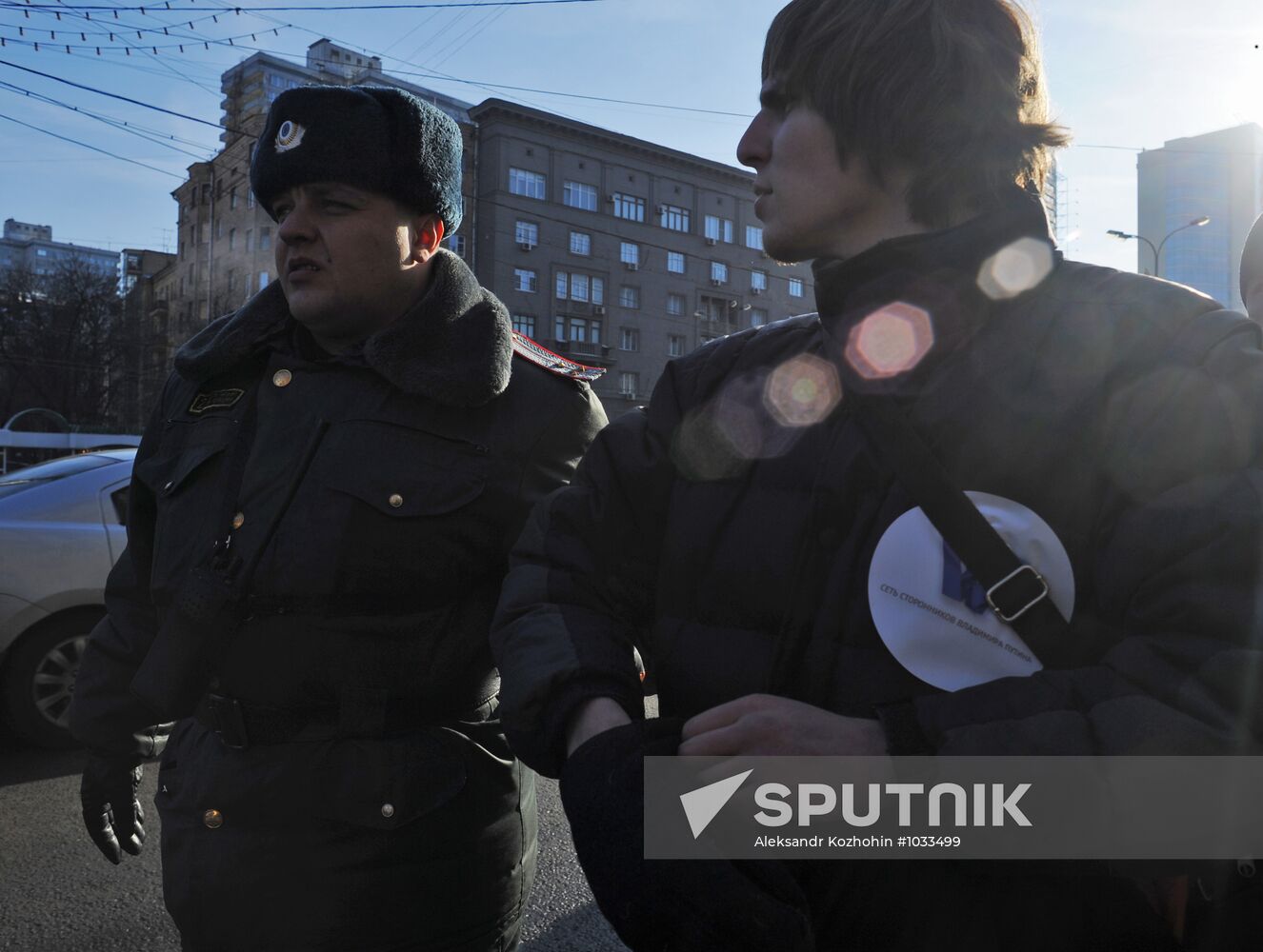 Flashmob in Sadovoye Ring to support Vladimir Putin
