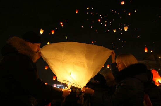 Lighting celestial lanterns to mark St. Valentine's Day