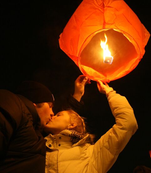 Lighting celestial lanterns to mark St. Valentine's Day