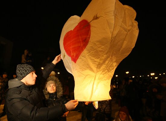 Lighting celestial lanterns to mark St. Valentine's Day