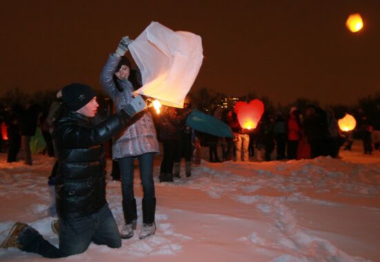 Lighting celestial lanterns to mark St. Valentine's Day