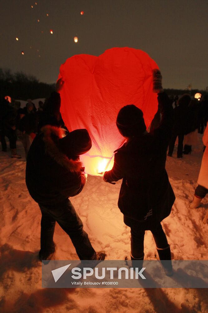 Lighting celestial lanterns to mark St. Valentine's Day