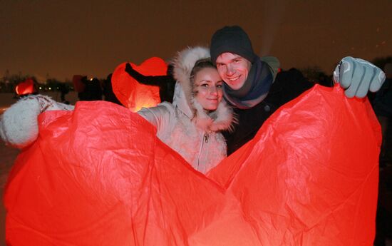 Lighting celestial lanterns to mark St. Valentine's Day