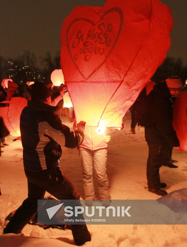Lighting celestial lanterns to mark St. Valentine's Day