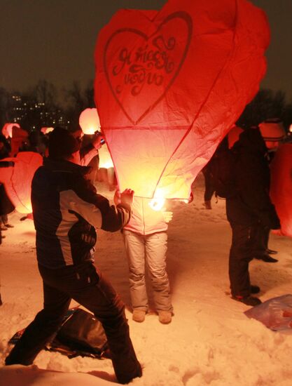 Lighting celestial lanterns to mark St. Valentine's Day