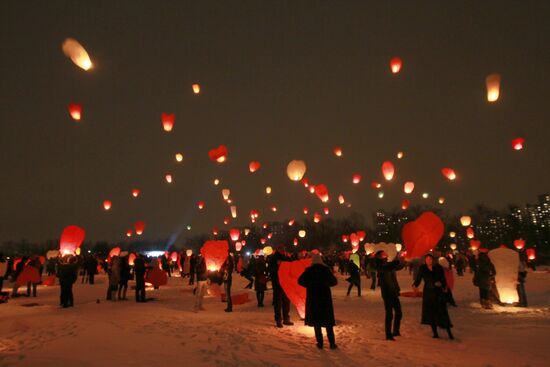 Lighting celestial lanterns to mark St. Valentine's Day