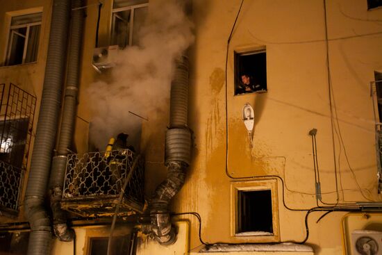 Aftermath of a gas explosion at Belladzhio cafe in Volgograd