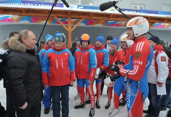 Vladimir Putin visits Paramonovo bobsled and tobogganing center