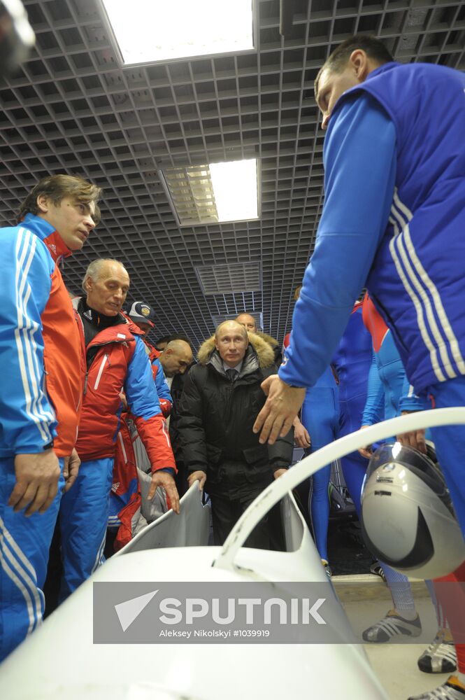 Vladimir Putin visits Paramonovo bobsleigh/luge complex