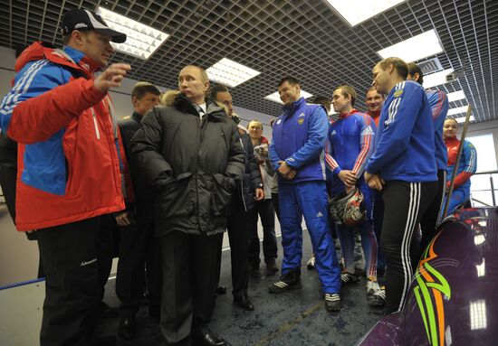 Vladimir Putin visits Paramonovo bobsleigh/luge complex