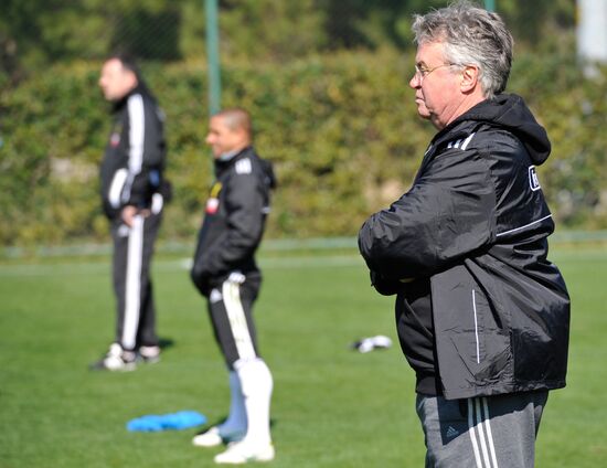 Guus Hiddink holds first training as Anji head coach