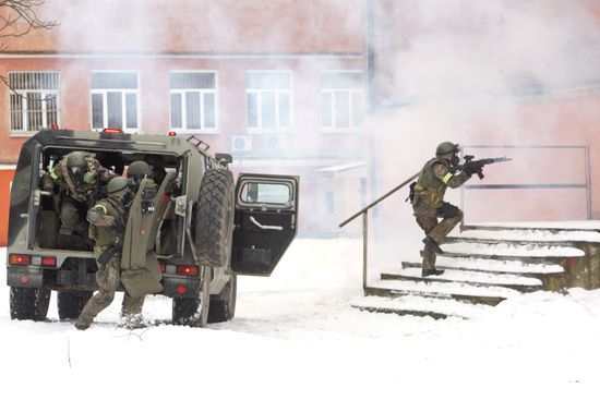 Anti-terrorism exercises of FSB special forces and Russian MVD