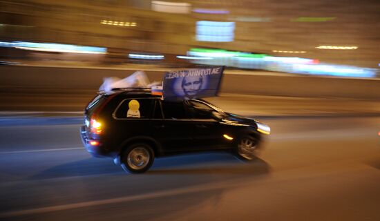 Motor rally supports presidential candidate Vladimir Putin