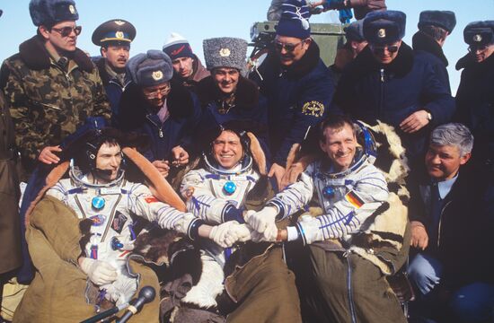 Sergei Krikalev, Alexander Volkov and Klaus Dietrich Flade
