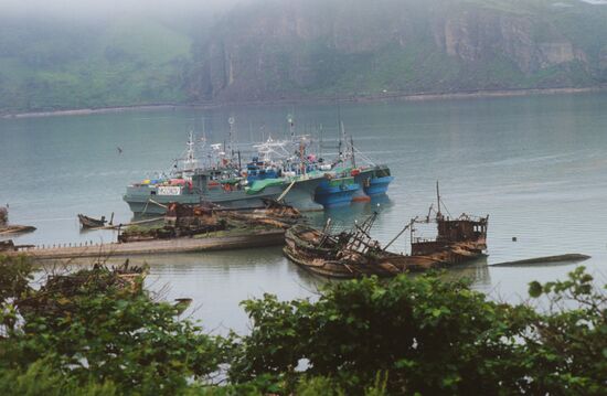 Wreckage of warships in Crab Bay