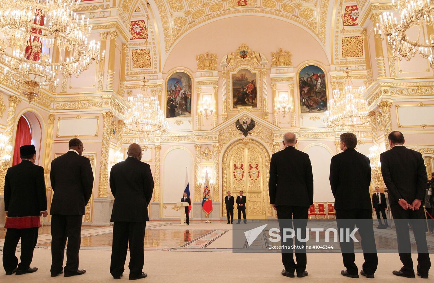 February 22, 2012. Ambassadors at a ceremony to present credentials to Dmitry Medvedev. Location: Russia, Moscow. Author: Ekaterina Shtukina/Sputnik. Ambassadors present credentials to Dmitry Medvedev