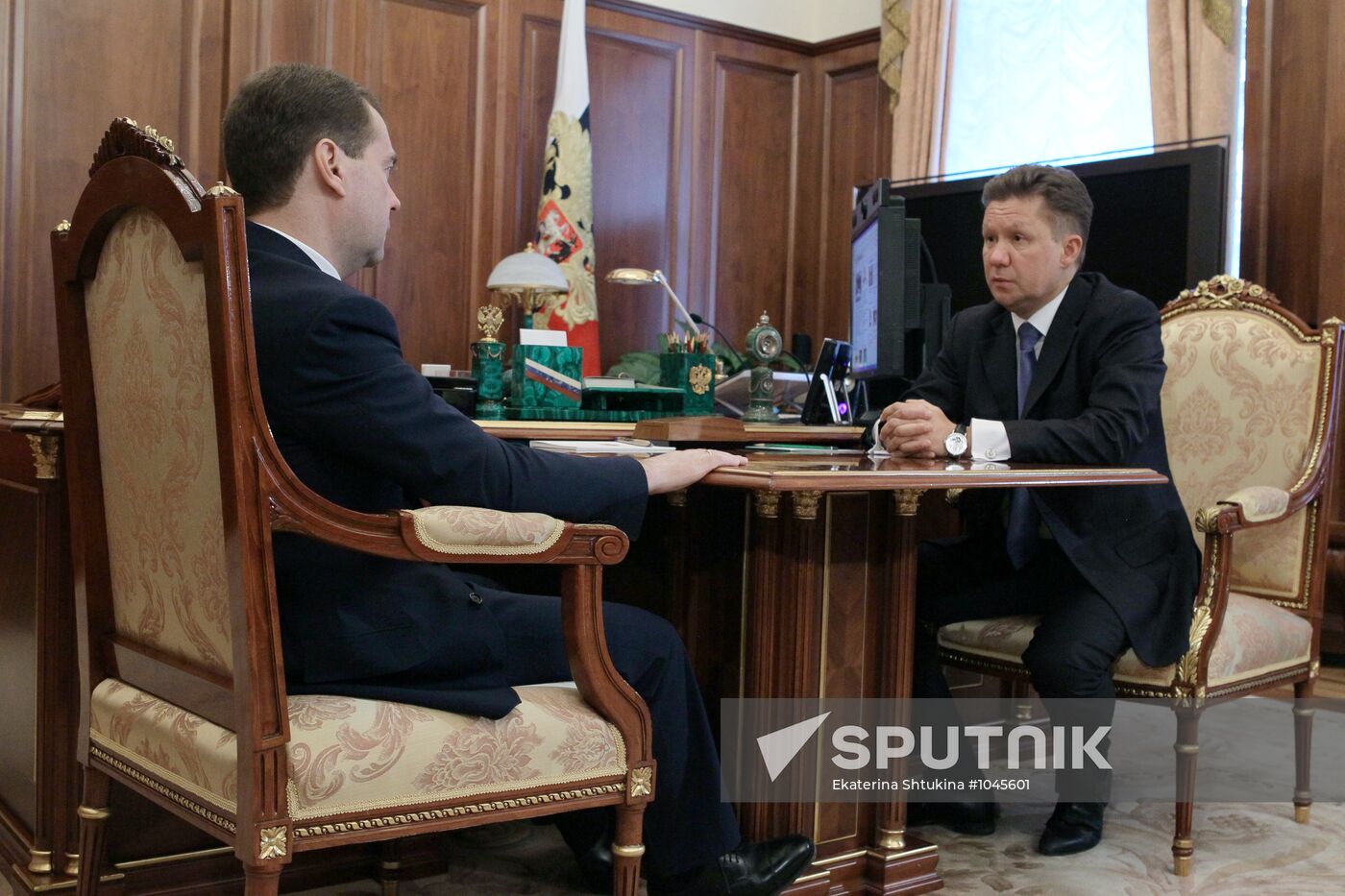 Dmitry Medvedev and Alexei Miller meet at the Kremlin