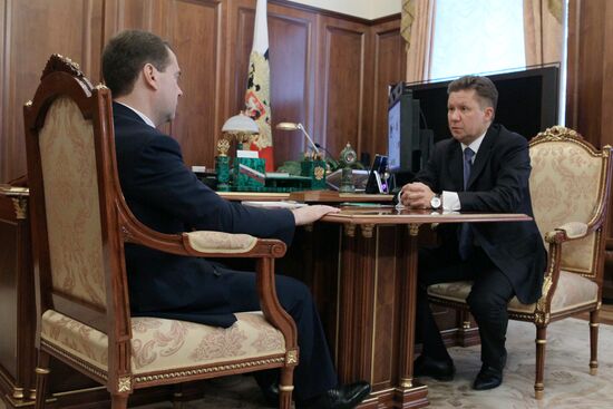 Dmitry Medvedev and Alexei Miller meet at the Kremlin
