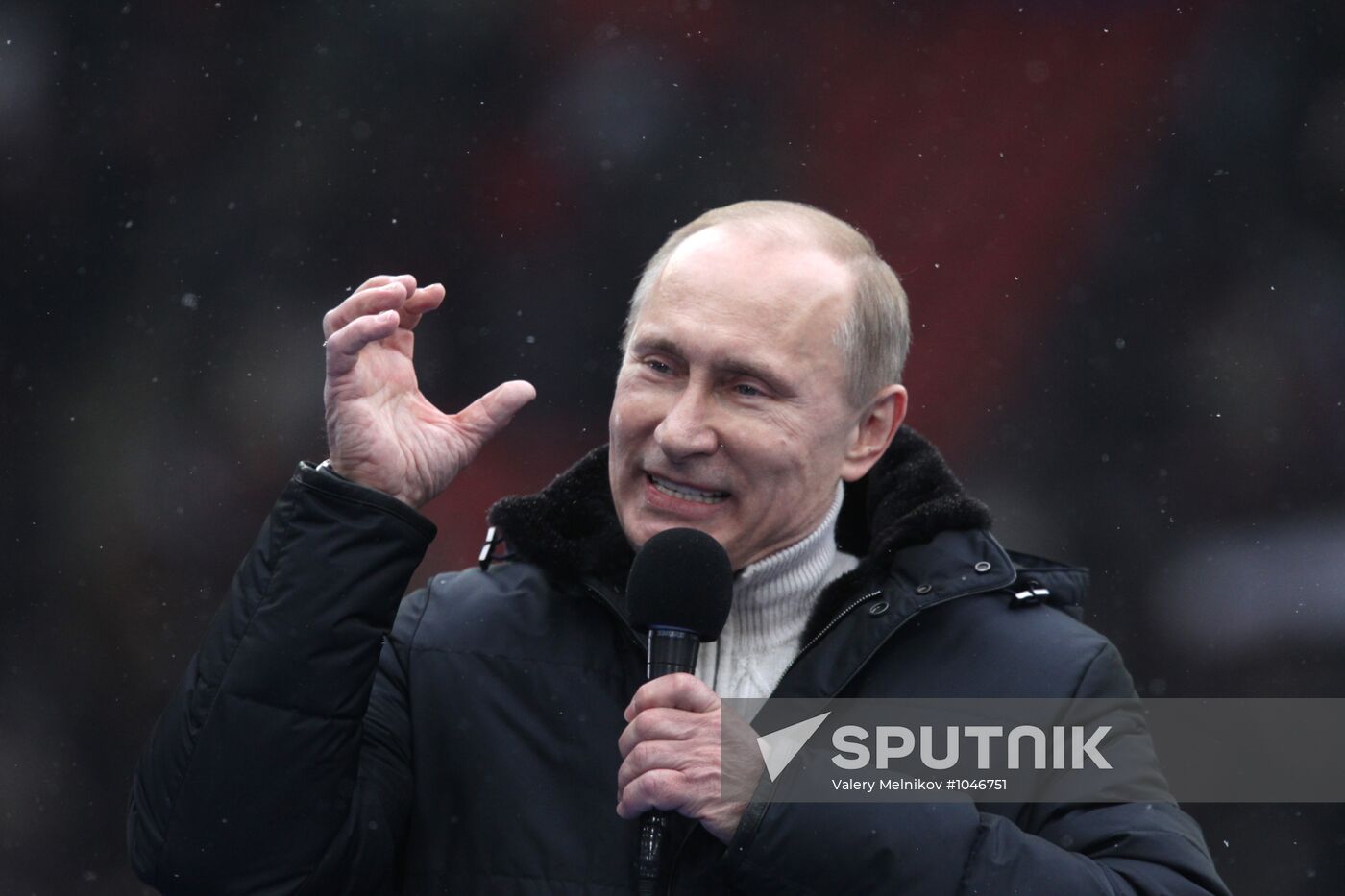 Putin speaks to his supporters at "Defend the Nation!" rally