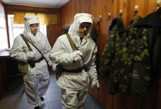 Work of "Kamenyuki" frontier post on Belarus border with Poland