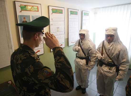 Work of "Kamenyuki" frontier post on Belarus border with Poland