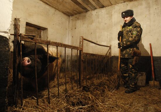 Work of "Kamenyuki" frontier post on Belarus border with Poland