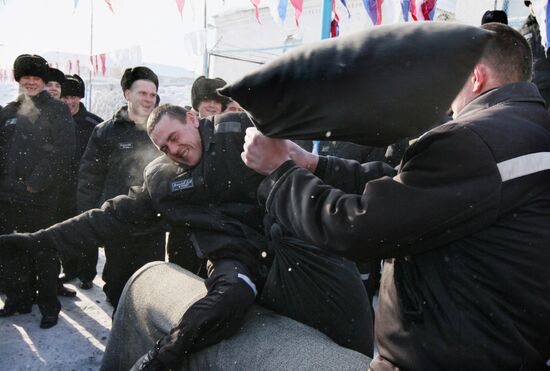 Shiroka Maslenitsa celebration in the colony № 12 in Omsk