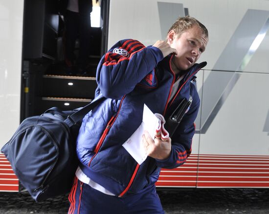 Russian footballers arrive in Copenhagen