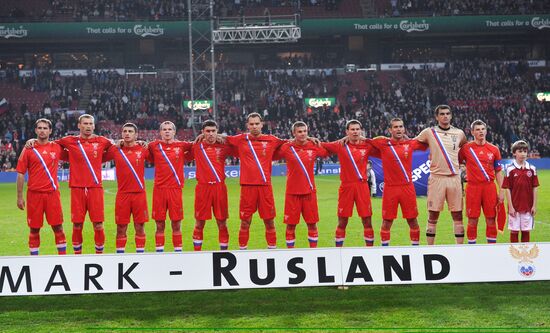 Football. Friendly match between Denmark and Russia