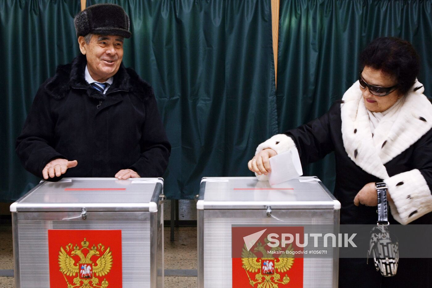 Mintimer Shaimiyev votes in Russian presidential election