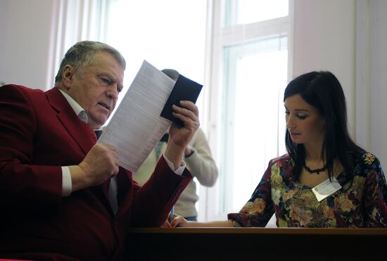 Vladimir Zhirinovsky votes in Russian presidential election